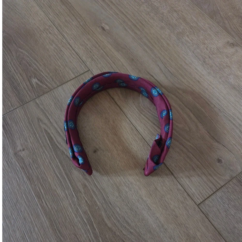 Burberrys‎ of London Vintage Men's Upcycled Tie Burgundy Medallion Silk Headband